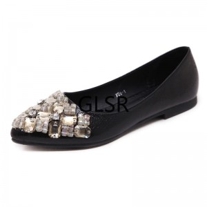 Flats Shoes Women Ballet Princess Shoes For Casual Crystal Boat Shoes Rhinestone Women Flats Gold Black